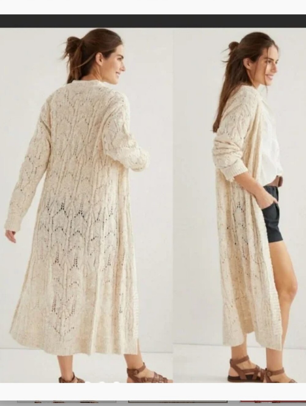 Anthropologie Pilcro Pointelle Duster Cardigan Sweater Small